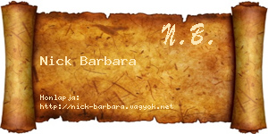 Nick Barbara névjegykártya